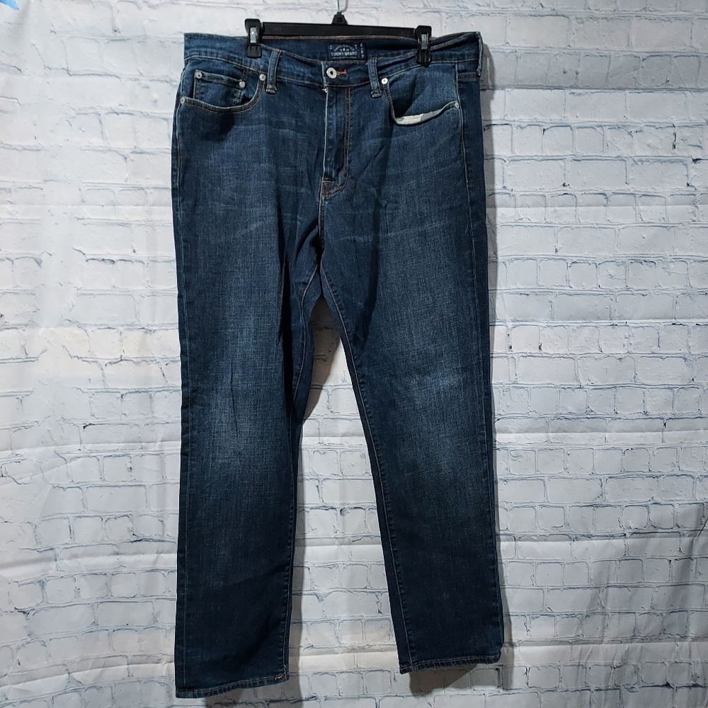 Lucky Brand Jeans Mens 36 W x 32 L Dark Wash 410 Athletic Fit Stretch Denim City